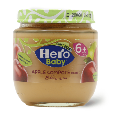 Hero Baby Jar, Apple Compote Puree, +6 Months - 125 Gm
