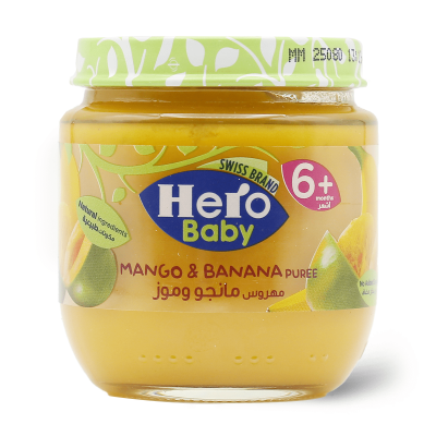 Hero Baby Jar, Mango & Banana Puree, +6 Months - 125 Gm
