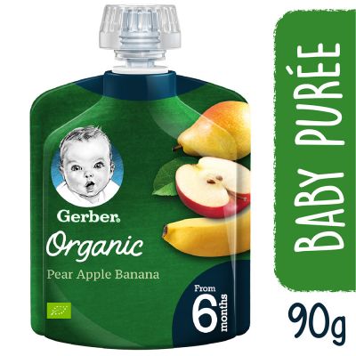 Gerber Organic Pear, Apple & Banana 90G From 6 Months