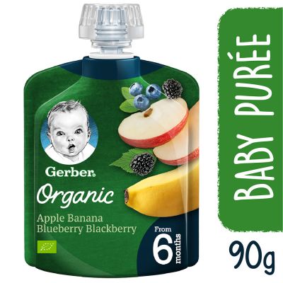 Gerber Organic Apple, Banana, Blueberry & Blackberry 90G From 6 Months