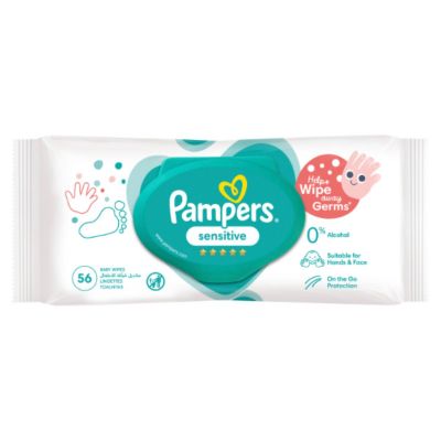 Pampers, Sensitive Protect Baby Wipes, With 0% Perfumes & Alcohol - 56 Pcs