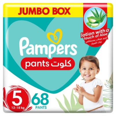 Pampers, Baby-Dry Pants, With Aloe Vera Lotion, Stretchy Sides, And Leakage Protection, Size 5, 12-18 Kg - 68 Pcs