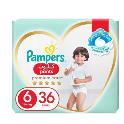 Pampers, Premium Care Pants Diapers, Size 6, 16+ Kg, With Stretchy Sides For Better Fit - 36 Pcs