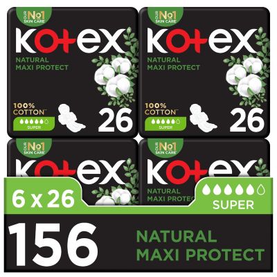 Kotex, Feminine Napkins, Cotton, Maxi Thick Super - 44 Pcs