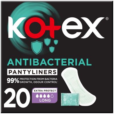 Kotex, Feminine Pantyliners, Antibacterial, Long - 20 Pcs