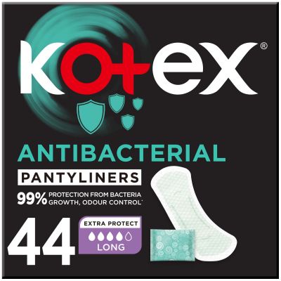 Kotex, Feminine Pantyliners, Antibacterial, Long - 44 Pcs