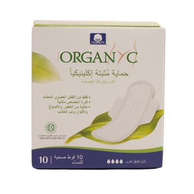 Organyc, Feminine Pads, Organic Cotton, Heavy Flow - 10 Pcs