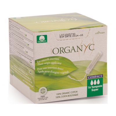 Organyc, Feminine Tampons, Organic Cotton, Compact Super - 16 Pcs
