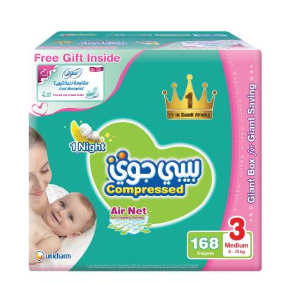 Babyjoy, Baby Diapers, Size 3, Jumbo Box, 6-12 Kg - 168 Pcs
