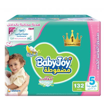 Babyjoy, Baby Diapers, Size 5, Jumbo Box, 14-23 Kg - 132 Pcs