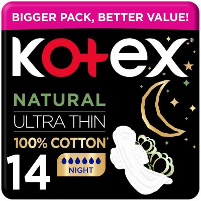 Kotex, Feminine Napkins, Ultra Thin, Night - 14 Pcs