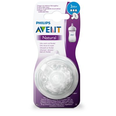 Philips Avent Natural Nipple 3+ Month - 2 Pcs