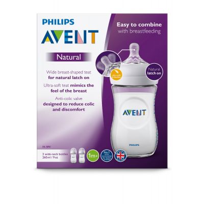 Philips Avent Natural Feeding Bottle For Baby From 1 Month 260 Ml - 2 Pcs
