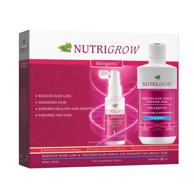 Nutrigrow Reduces Hair Loss Serum And Shampoo - For Dry & Normal Hair - 300 Ml + 180 Ml - 1 Kit
