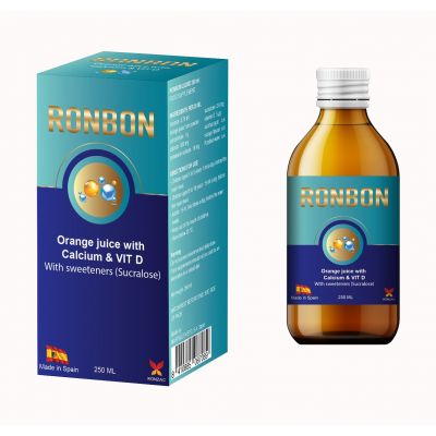 Ronbon, Calcium & Vitamin D, For Bone Health, Orange Taste - 250 Ml