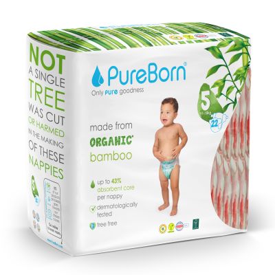 PureBorn, Baby Diaper, Size 5 - 22 Pcs