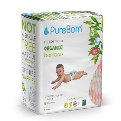 PureBorn, Baby Diaper, Size 3 - 56 Pcs