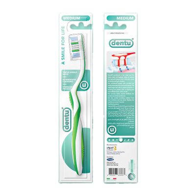 Dentu, Toothbrush, Triple Angle Neck, Medium - 1 Pc