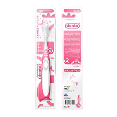 Dentu, Toothbrush, for Kids +3 Years, Soft, Pink - 1 Pc