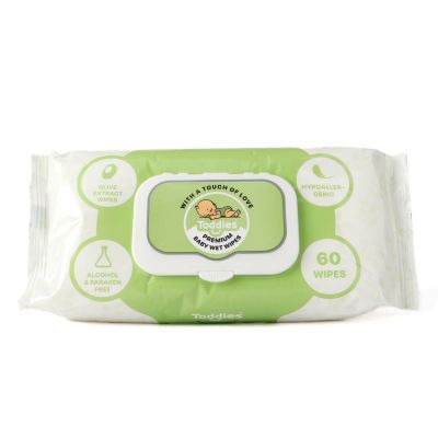 Toddies, Baby Wipes, Olive Extract - 60 Pcs